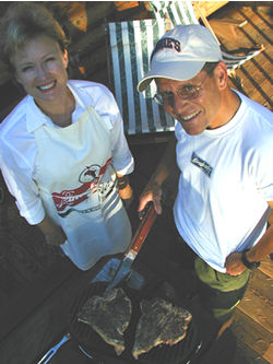 Peggy and Jake Leinenkugel love to grill with the family brew